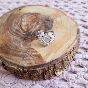 Sterling silver heart ring with cubic zirconia